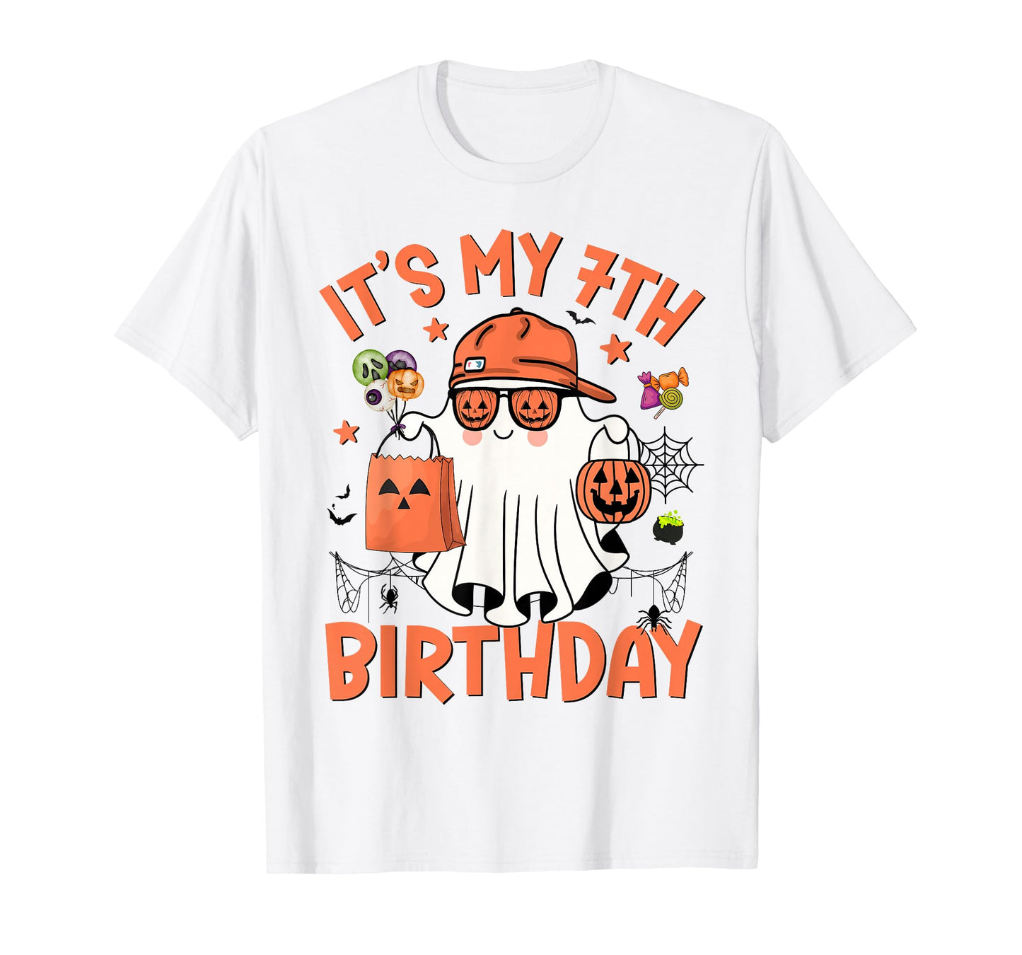 It's My 7th Birthday Funny Halloween Ghost Boo 7th Bday Boy T-Shirt