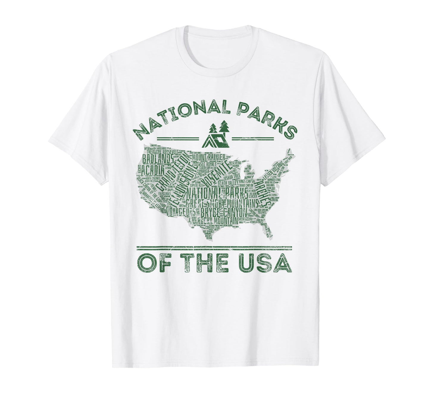 National Parks Map Hiking Travel Camping Outdoors Retro USA T-Shirt