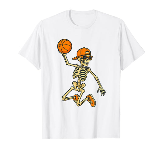 Basketball Skeleton Halloween Shirt Spooky Sports Tee T-Shirt