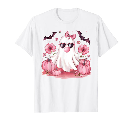 Cute Girly Ghost Blowing Bubble Gum Halloween Costume Kids T-Shirt