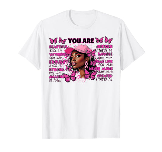 African American Women Breast Cancer Awareness Butterflies T-Shirt