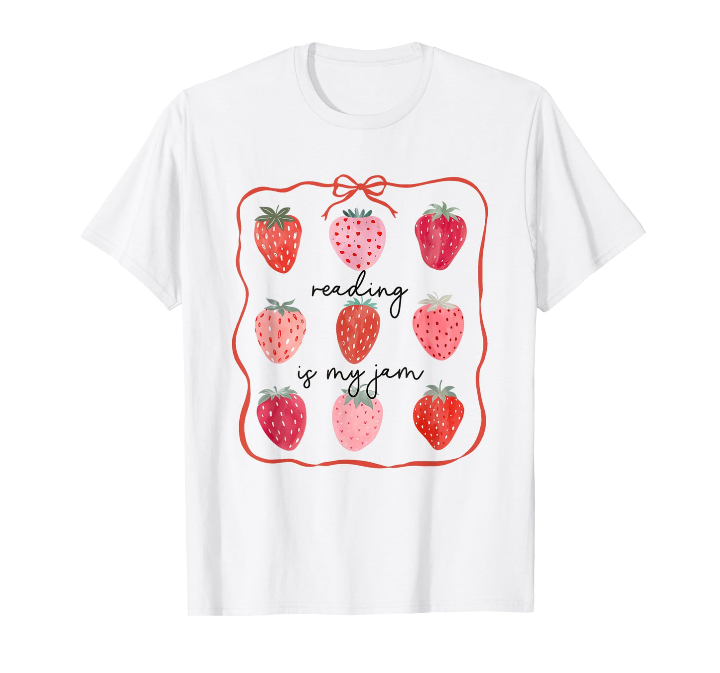 Women Reading Is My Jam Cute Strawberry School Librarian T-Shirt