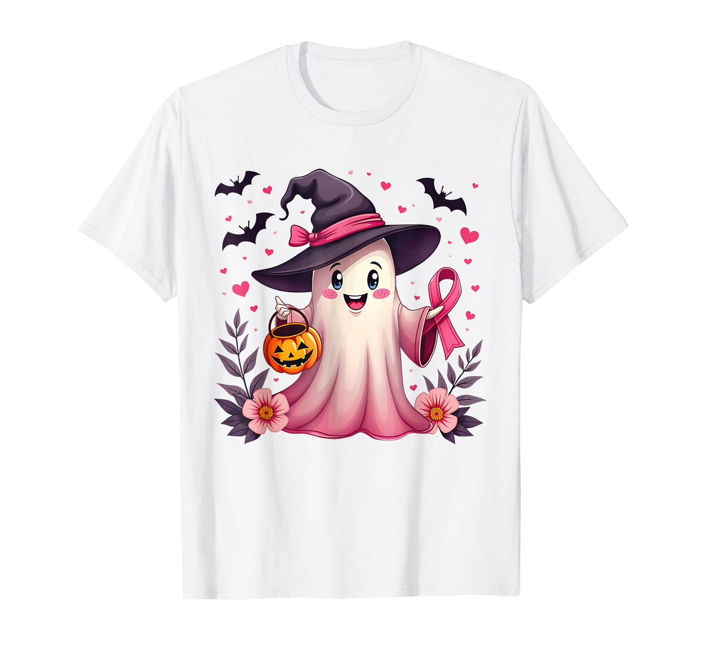 in October We Wear Pink Breast Cancer Awareness Halloween T-Shirt