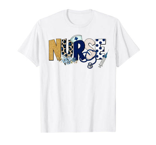 Cute Nurse Life Nursing Nurse Floral Leopard T-Shirt