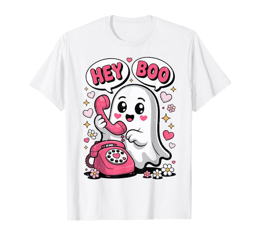 Cute Ghost Hey-Boo Toddler Girl Women Funny Ghost Halloween T-Shirt