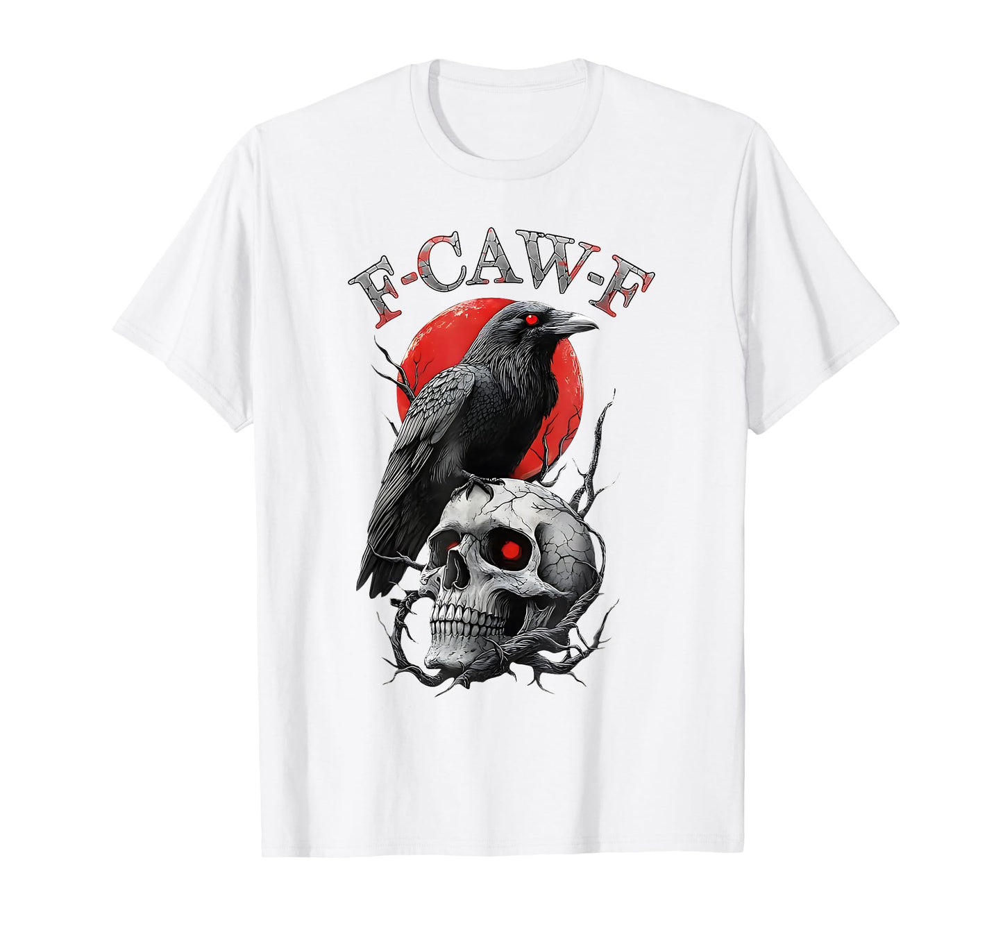 F-Caw-F Black Crow Pun Funny Bird Moon Gothic Halloween T-Shirt