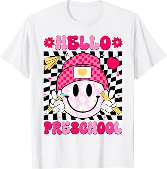 Hello Preschool Smile Face Preschool Back To School T-Shirt