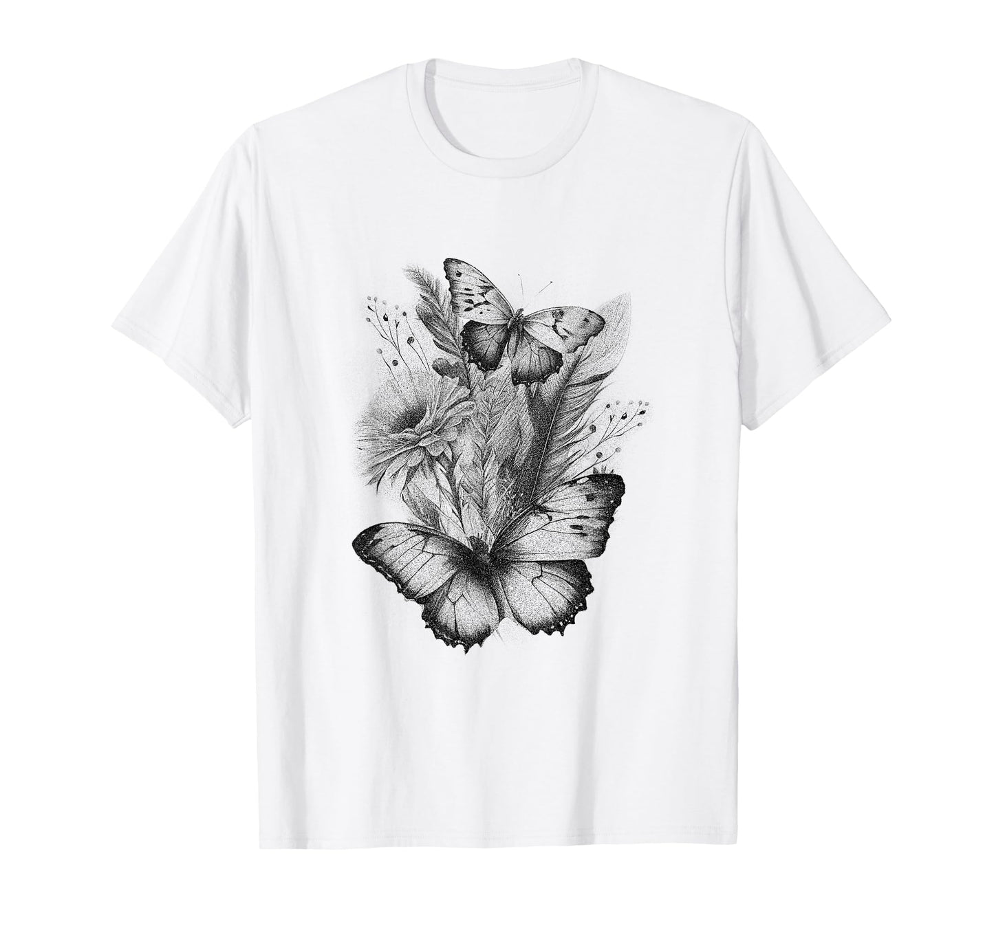 Wildflowers and Butterflies Vintage Floral Graphic T-Shirt