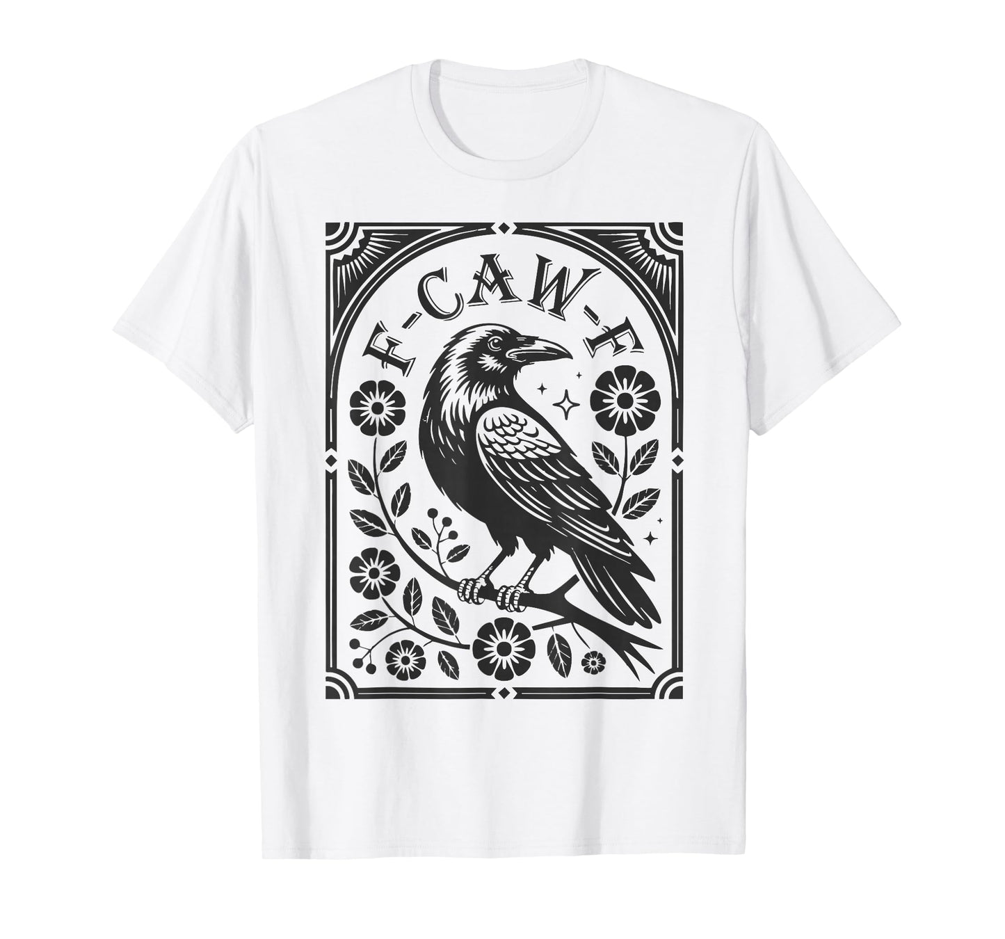 F-Caw-F Black Crow Pun Funny Bird Cawing Grunge Halloween T-Shirt