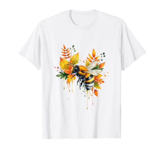 Autumn Bee Artwork Nature Lovers Fall Season Men Women T-Shirt
