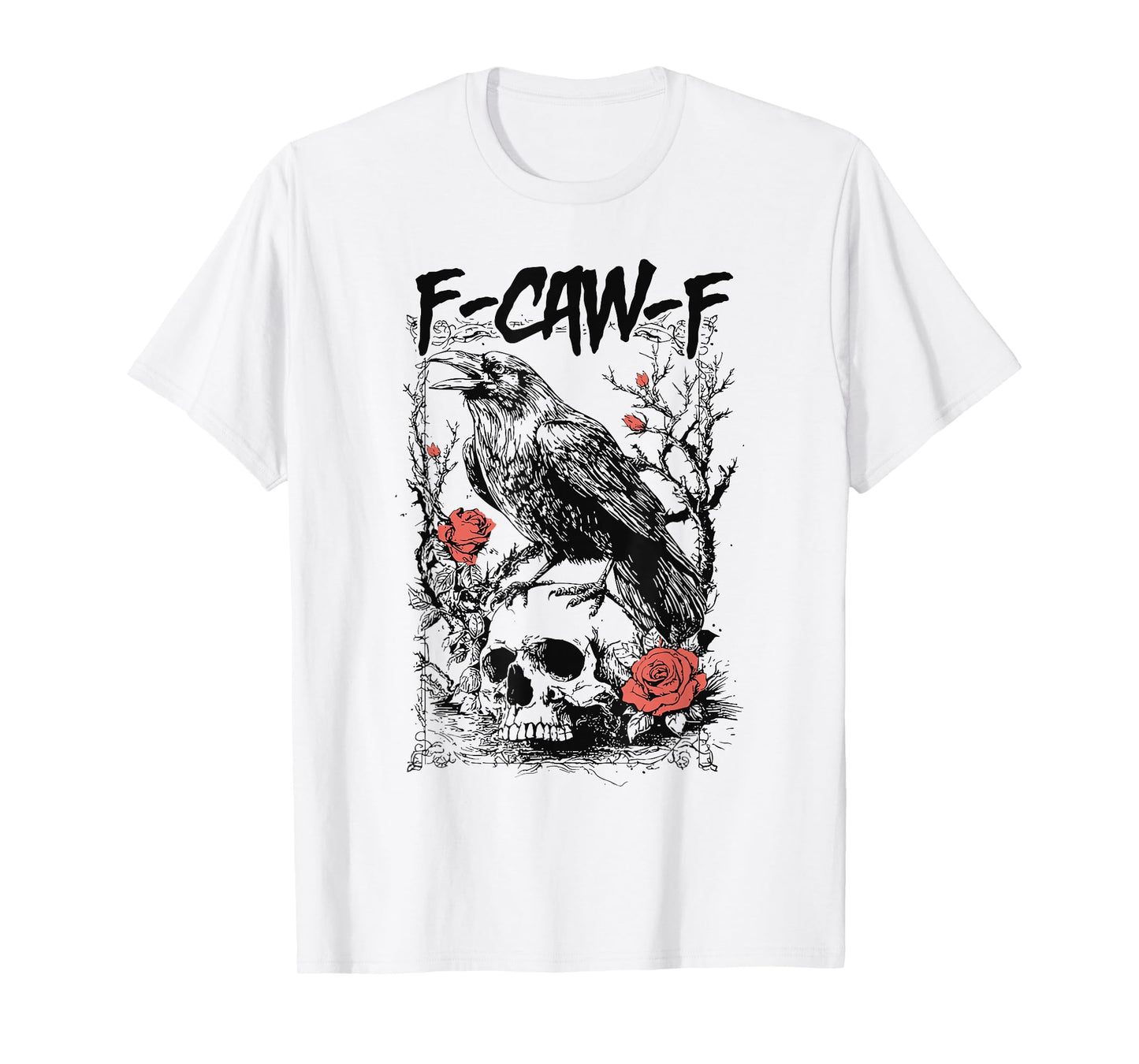 Floral Crow Raven F-CAW-F Halloween Dark Bird Crow Meme T-Shirt