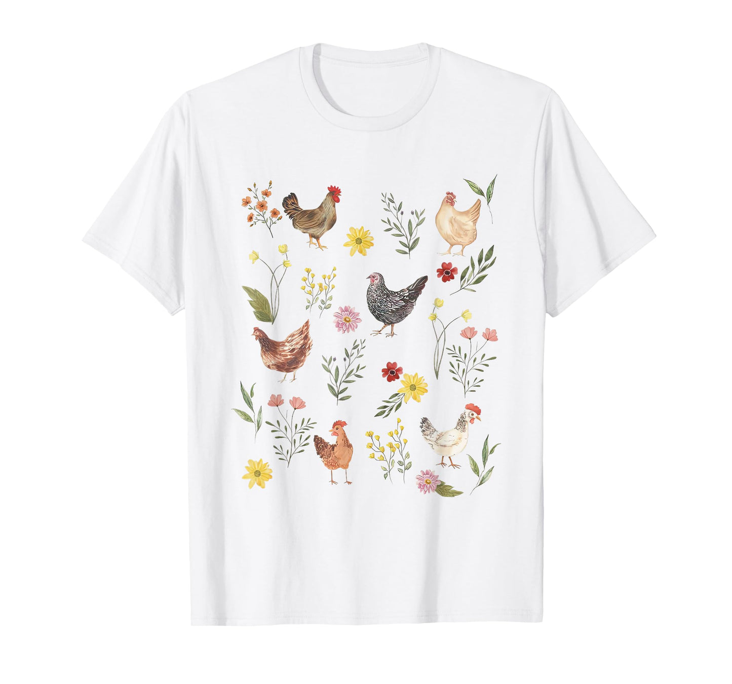 Wildflower Chicken Floral Chicken Lover Cute Farmer Flowers T-Shirt