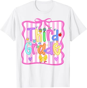 Back To School Third Grade Girls Bow 3rd Grade Teachers Kids T-Shirt