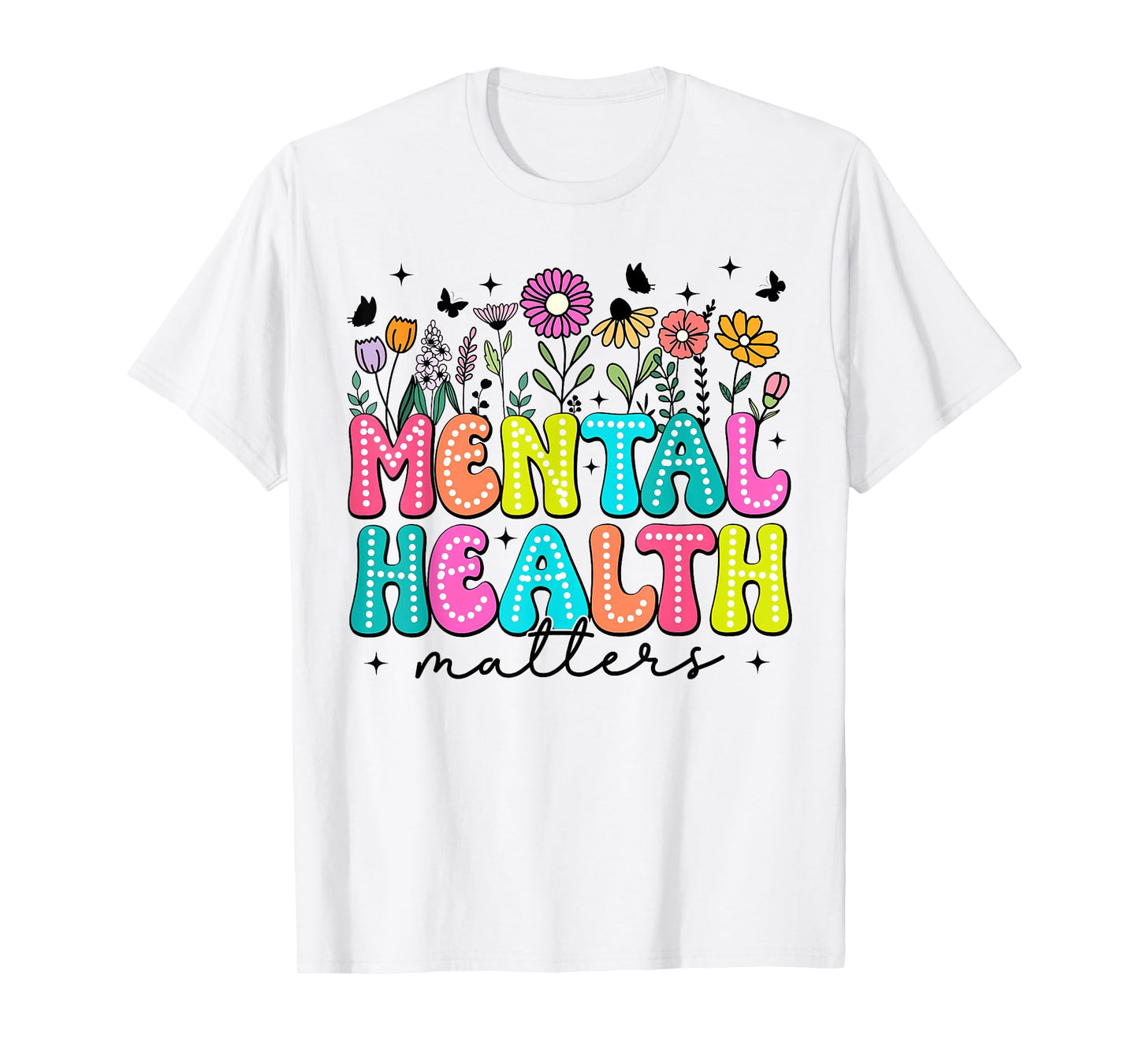 Mental Health Matters Awareness Human Brain Illness Floral T-Shirt