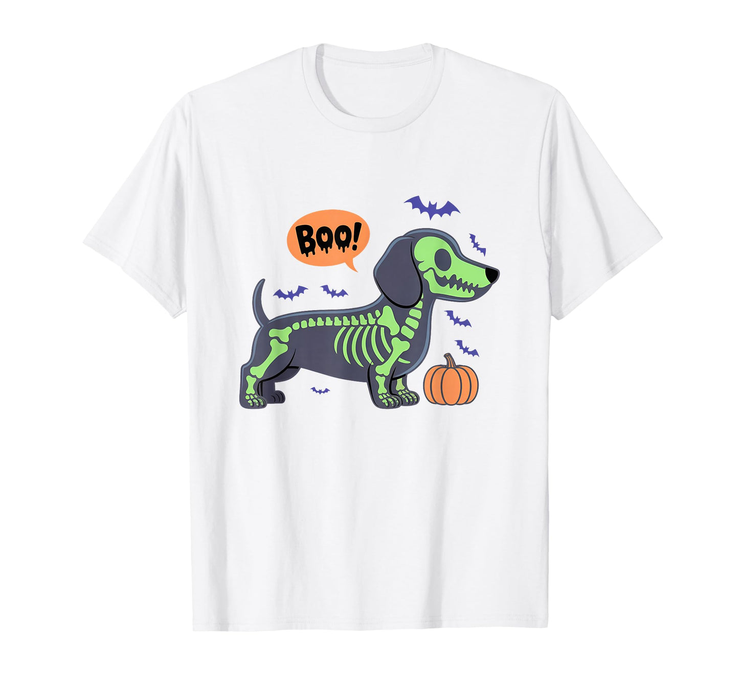 Funny Dachshund Halloween Wiener Dog Cute Doxie Skeleton Boo T-Shirt