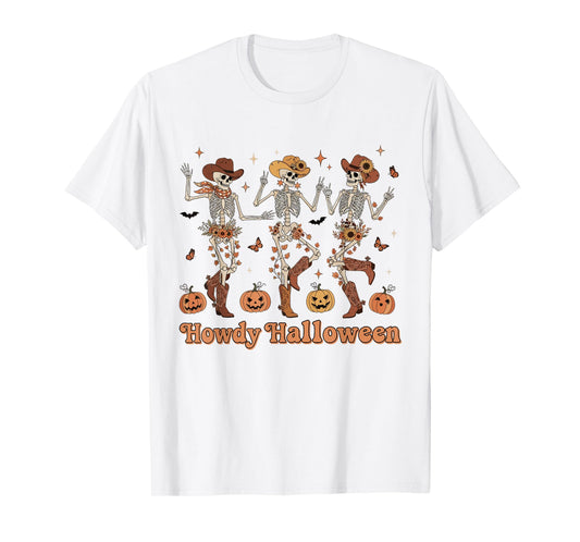 Cowboy Skeleton Dancing Howdy Halloween Western Cowgirl T-Shirt