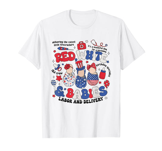 4th of July Labor And Delivery Nurse Retro Independence Day T-Shirt