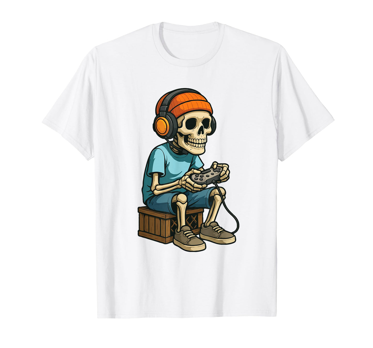 Halloween Skeleton Gamer Video Gaming Bruh Boys Kids Girls T-Shirt