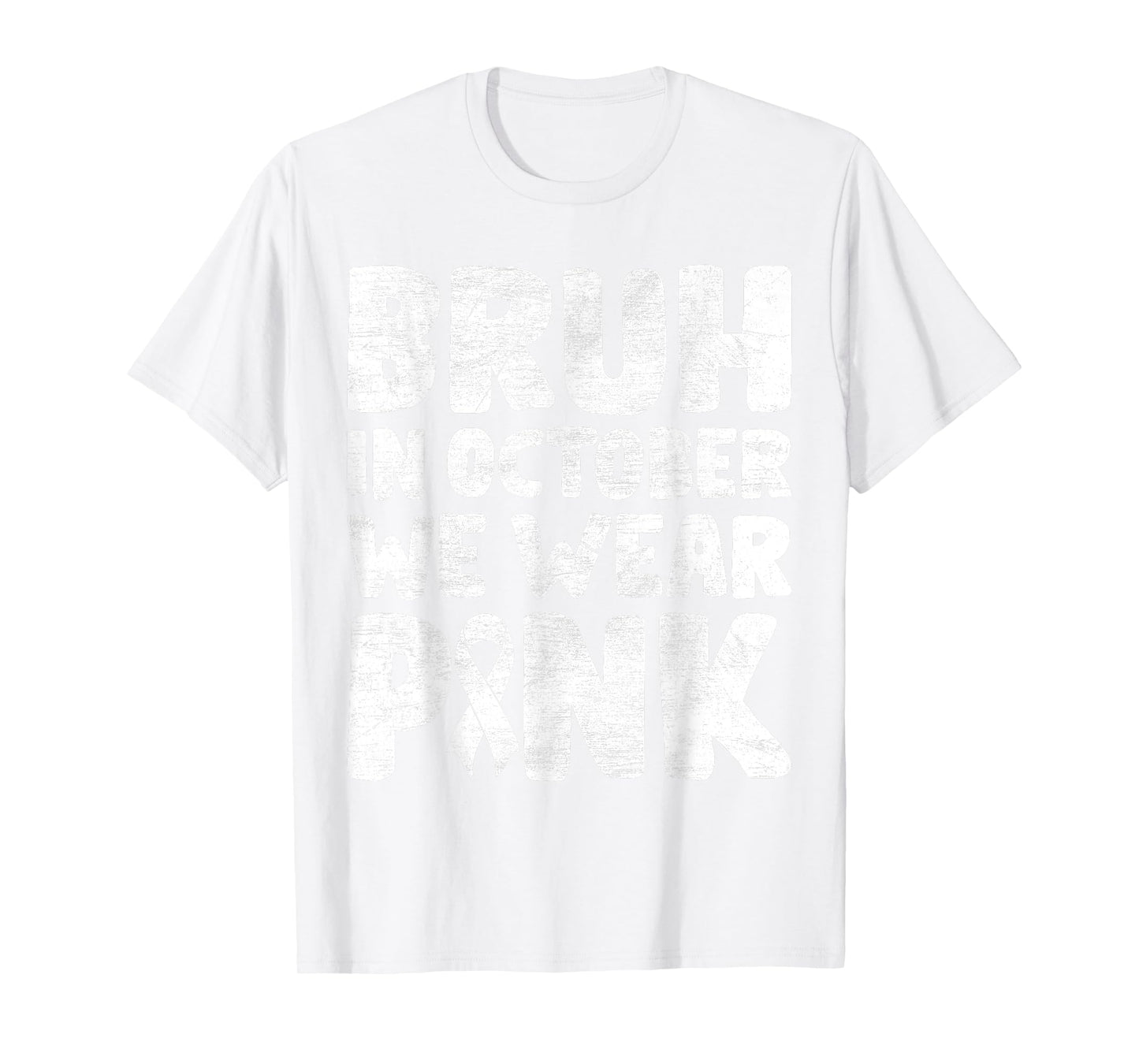 Breast Cancer Shirts for Kids Boys Bruh In October Wear Pink T-Shirt
