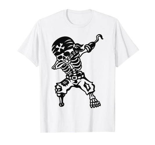 Dabbing Pirate Skeleton Spooky Costume Funny Halloween T-Shirt