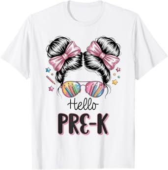 Back To School Coquette Bow Teacher Hello Pre-K Girls T-Shirt