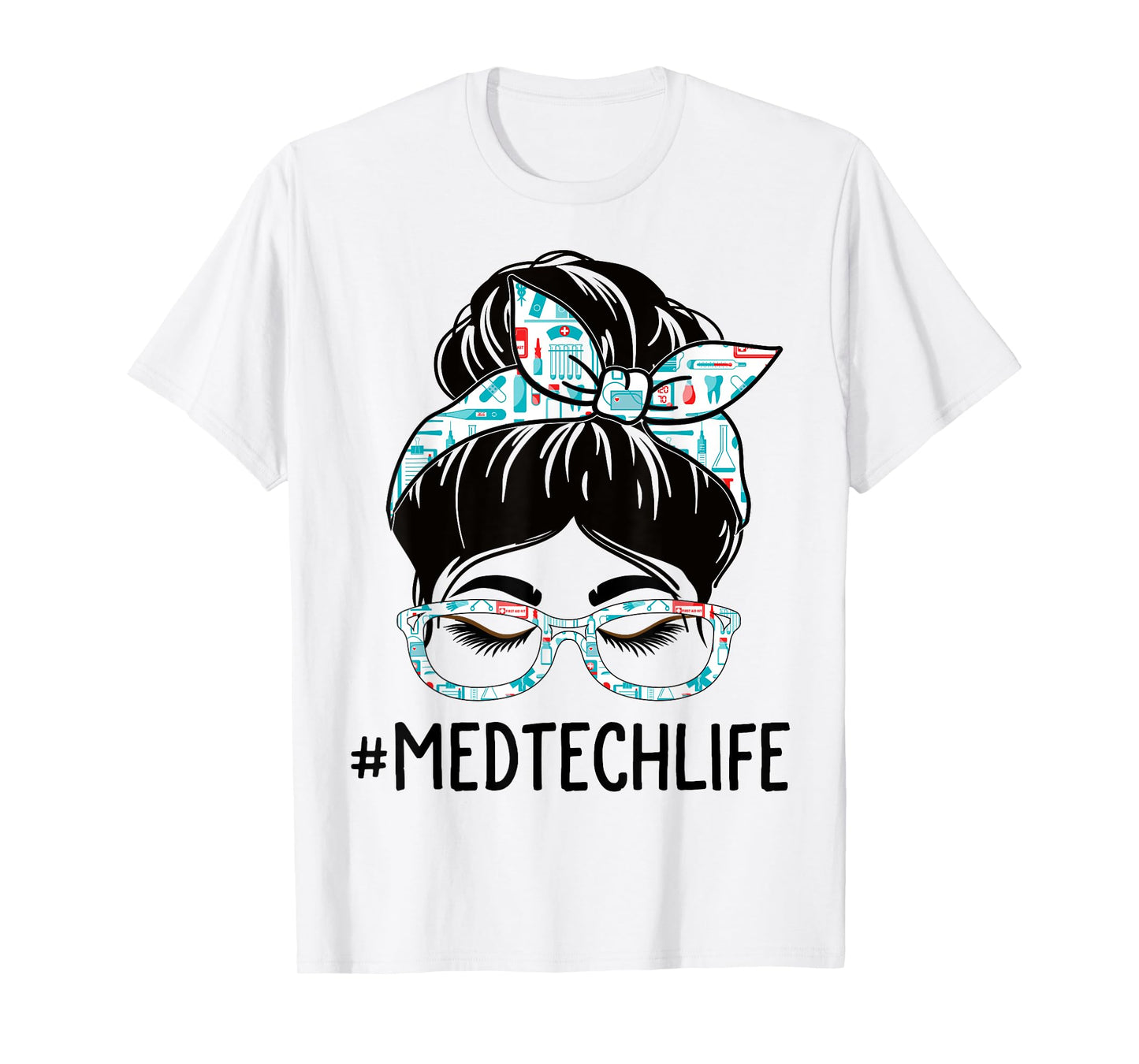 Med Tech Week Appreciation Day Women Messy Bun For Work T-Shirt