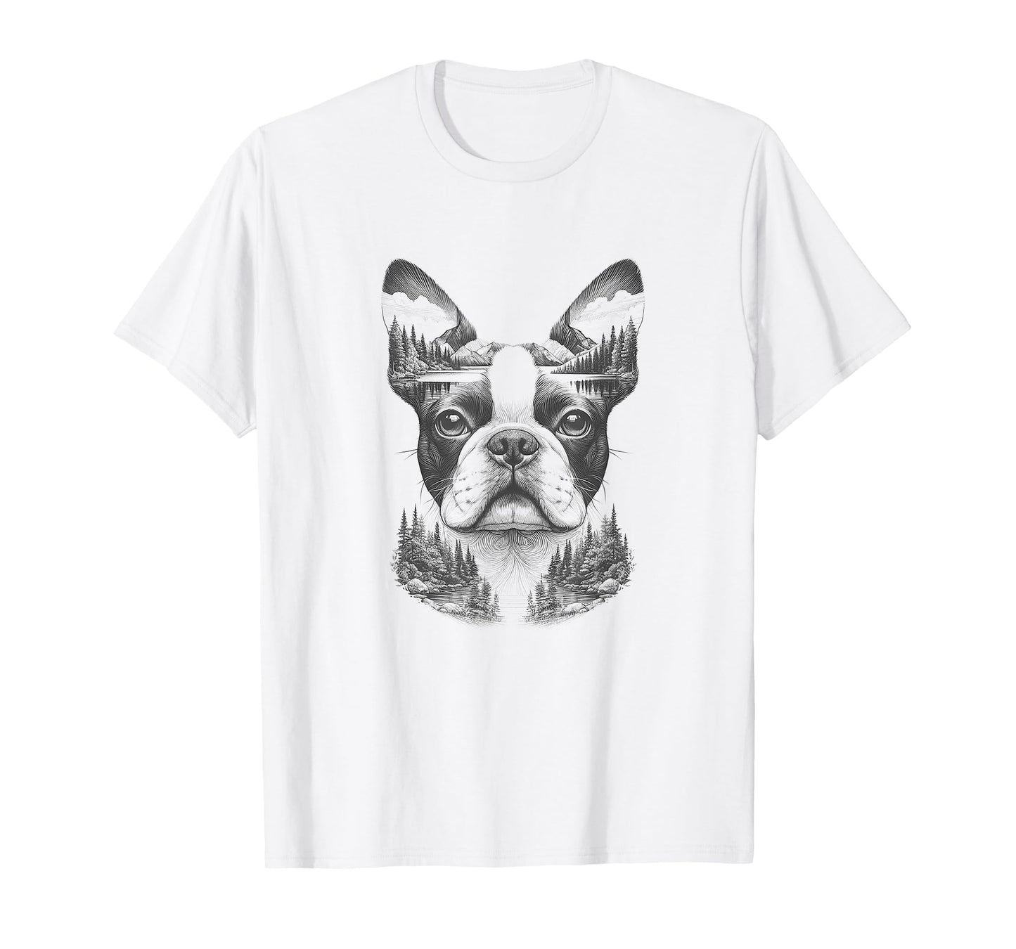 Boston Terrier Dog Bostie Nature Memorial Design Idea Men Women T-Shirt