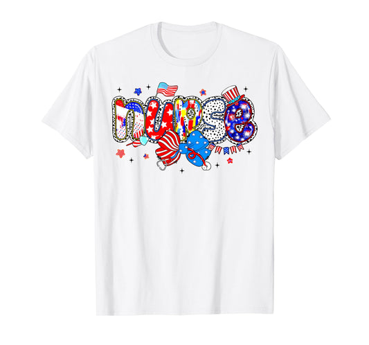 Coquette Bow Nurse 4th of July Stethoscope America Patriotic T-Shirt