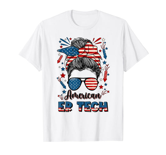 4th Of July ER Tech American Flag Emergency Room Technician Women Men T-Shirt