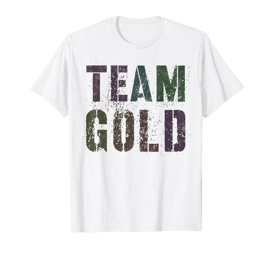Vintage TEAM GOLD Summer Camp War Game Childhood Cancer T-Shirt for Men Women Kids