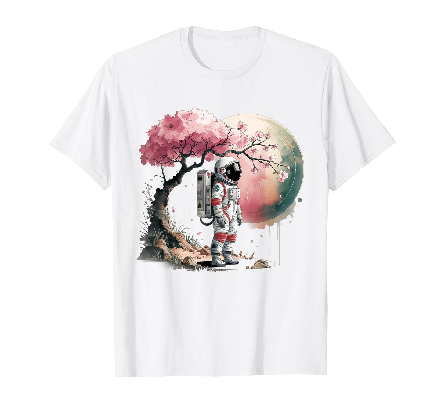 Cherry Blossom Astronaut Japanese Spring Flowers Nature T-Shirt