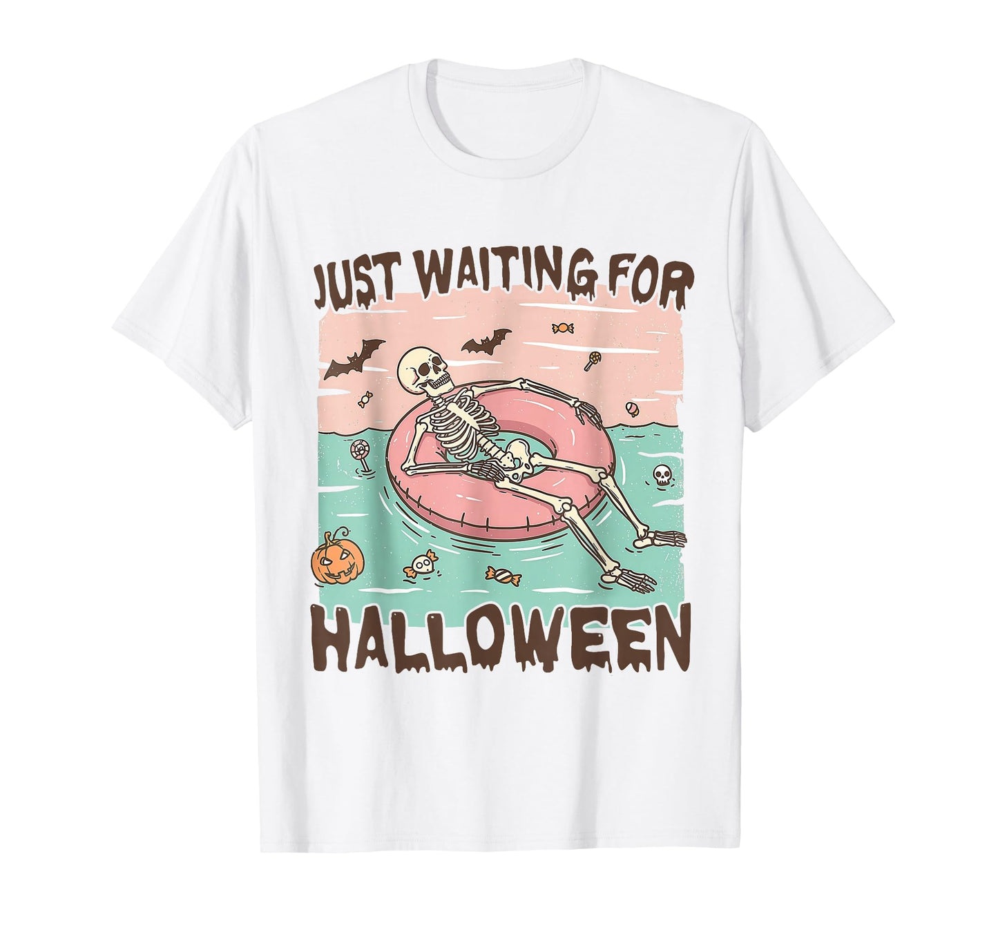 Just Waiting for Halloween Skeleton T-Shirt