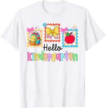 Hello Kindergarten Coquette Bow Back To School Teachers Kids T-Shirt
