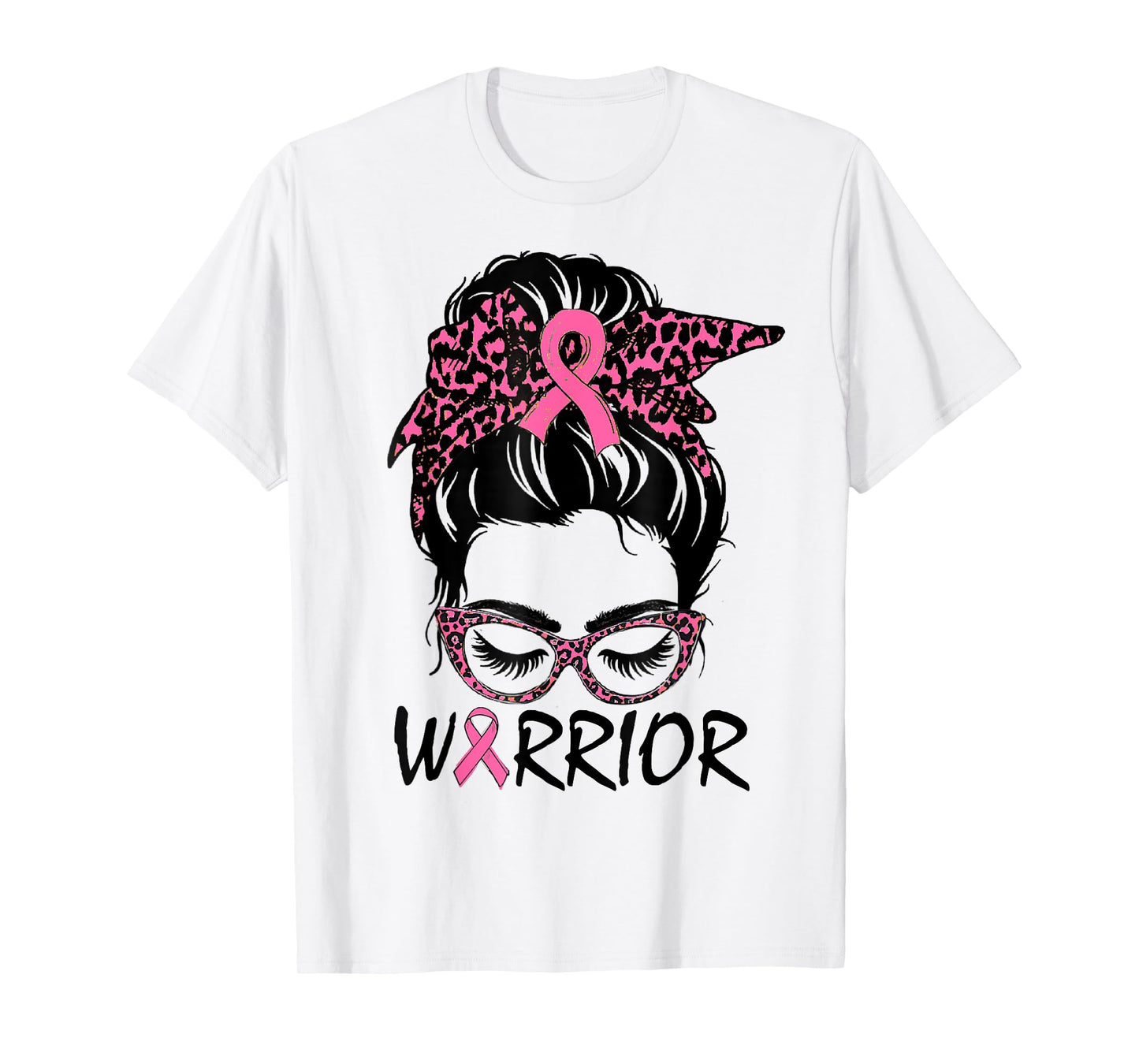 Messy Bun Breast Cancer Shirt Womens Wear Pink Warrior T-Shirt