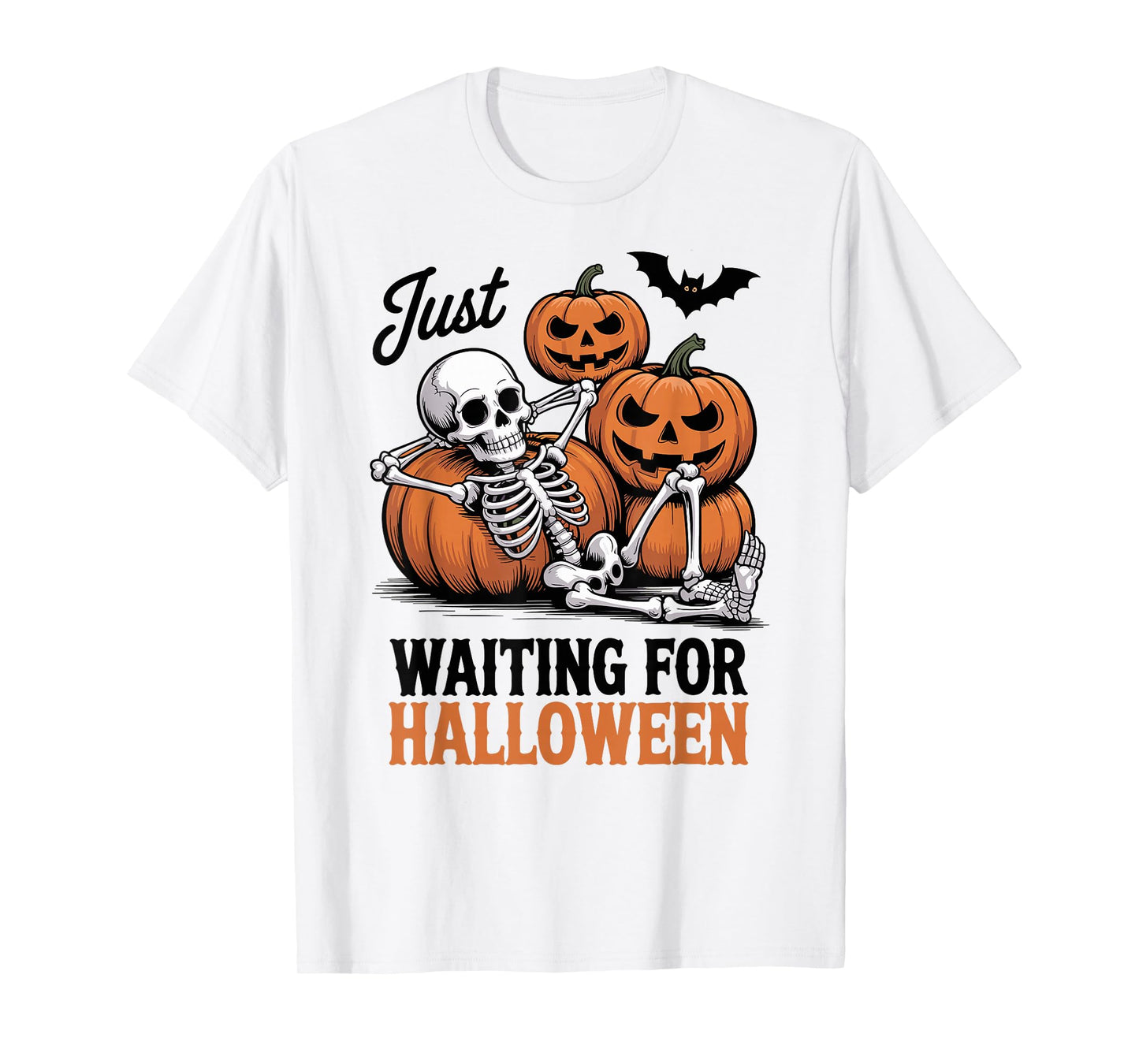 Just Waiting for Halloween Skeleton Funny T-Shirt