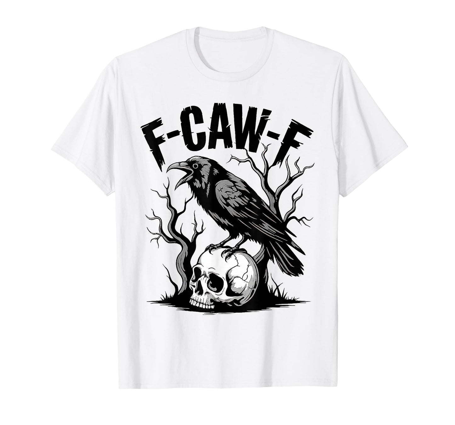 Black Crow, F-Caw-F Funny Black Bird Moon Gothic Adult Humor T-Shirt