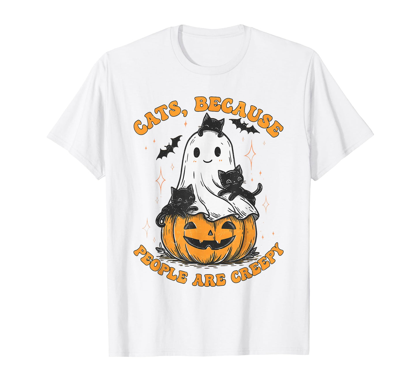 Cats Because People are Creepy Ghost Halloween Cat Mom Kids T-Shirt