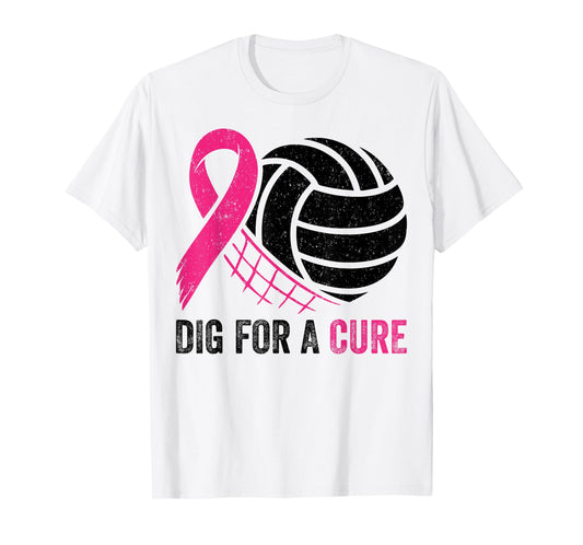 Dig for A Cure Breast Cancer Awareness Volleyball Pink T-Shirt