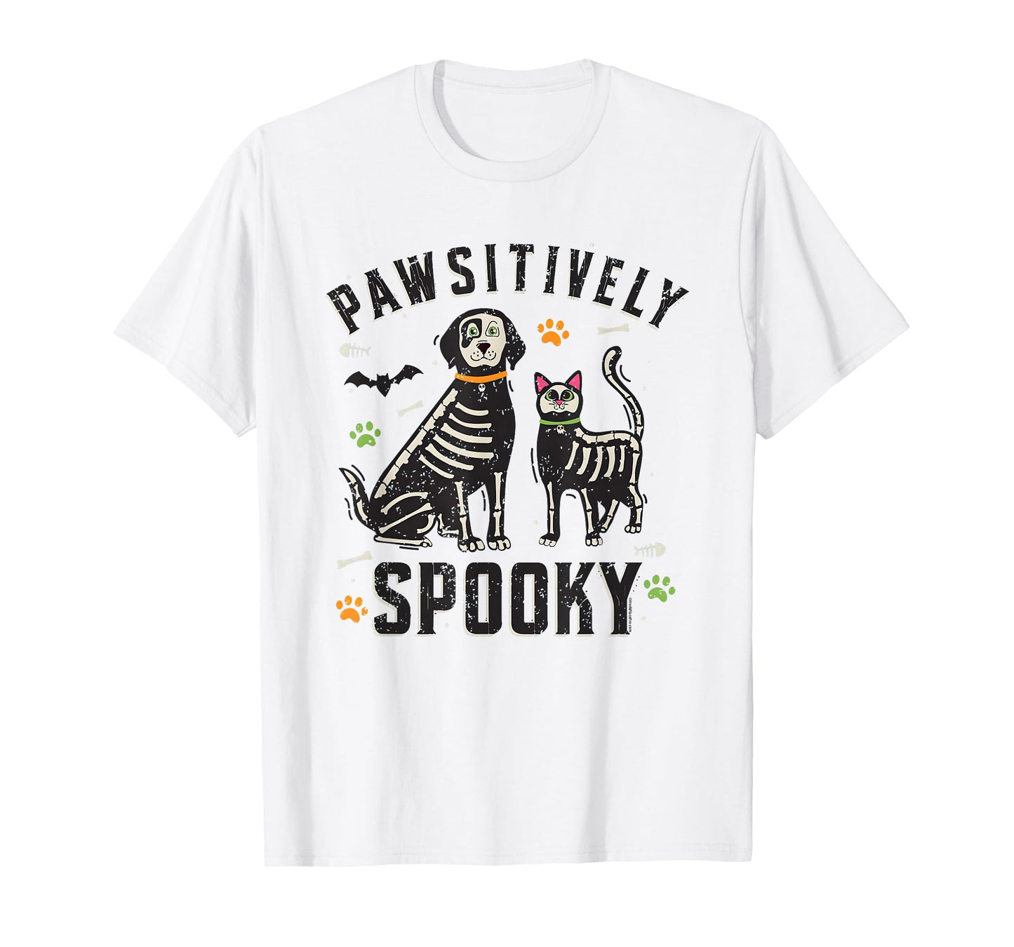 Pawsitively Spooky Halloween Pet Skeleton Dog and Cat T-Shirt