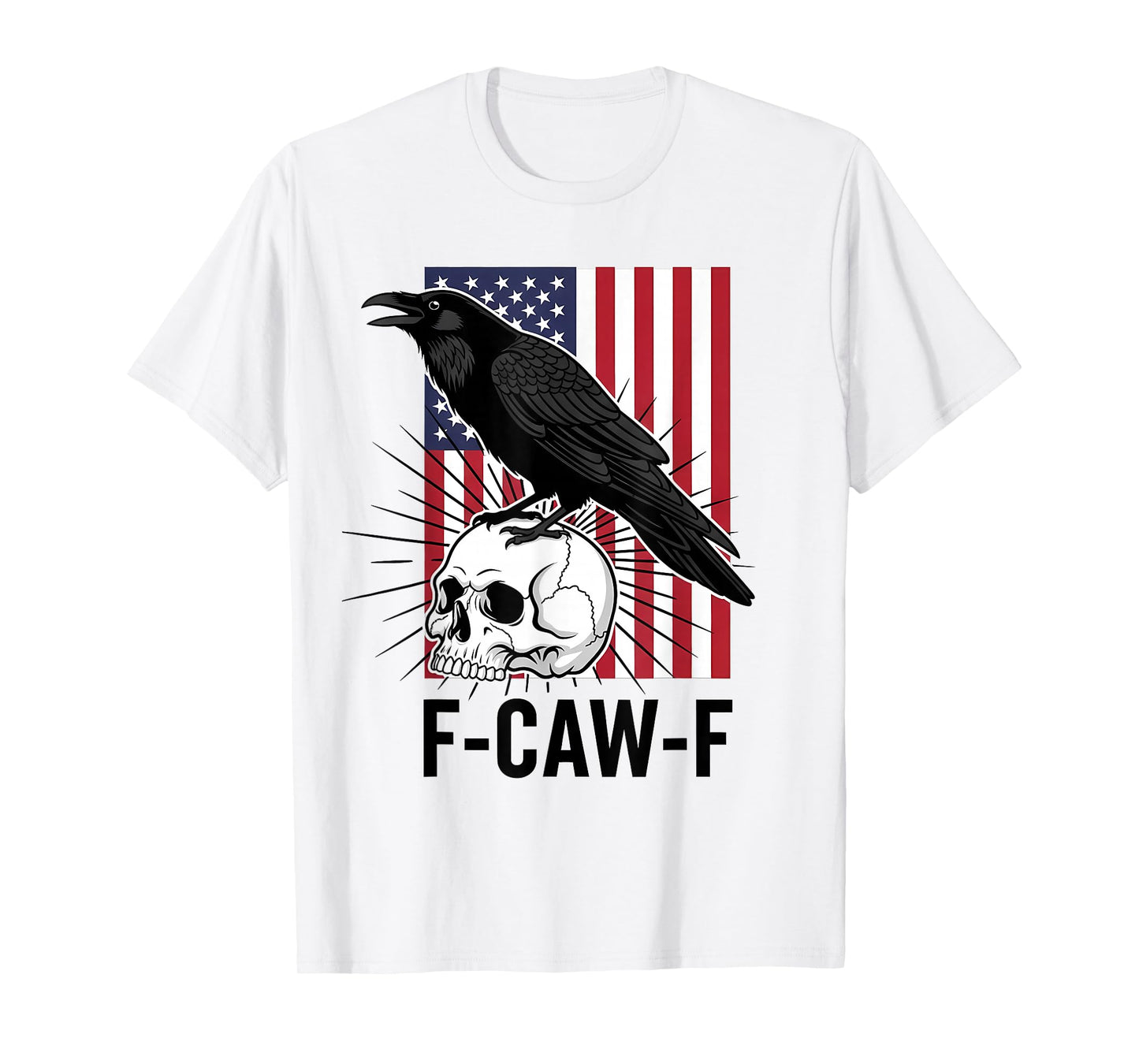 F-Caw-F Crow USA Flag Black Raven Skull FCAWF Bird Lover T-Shirt