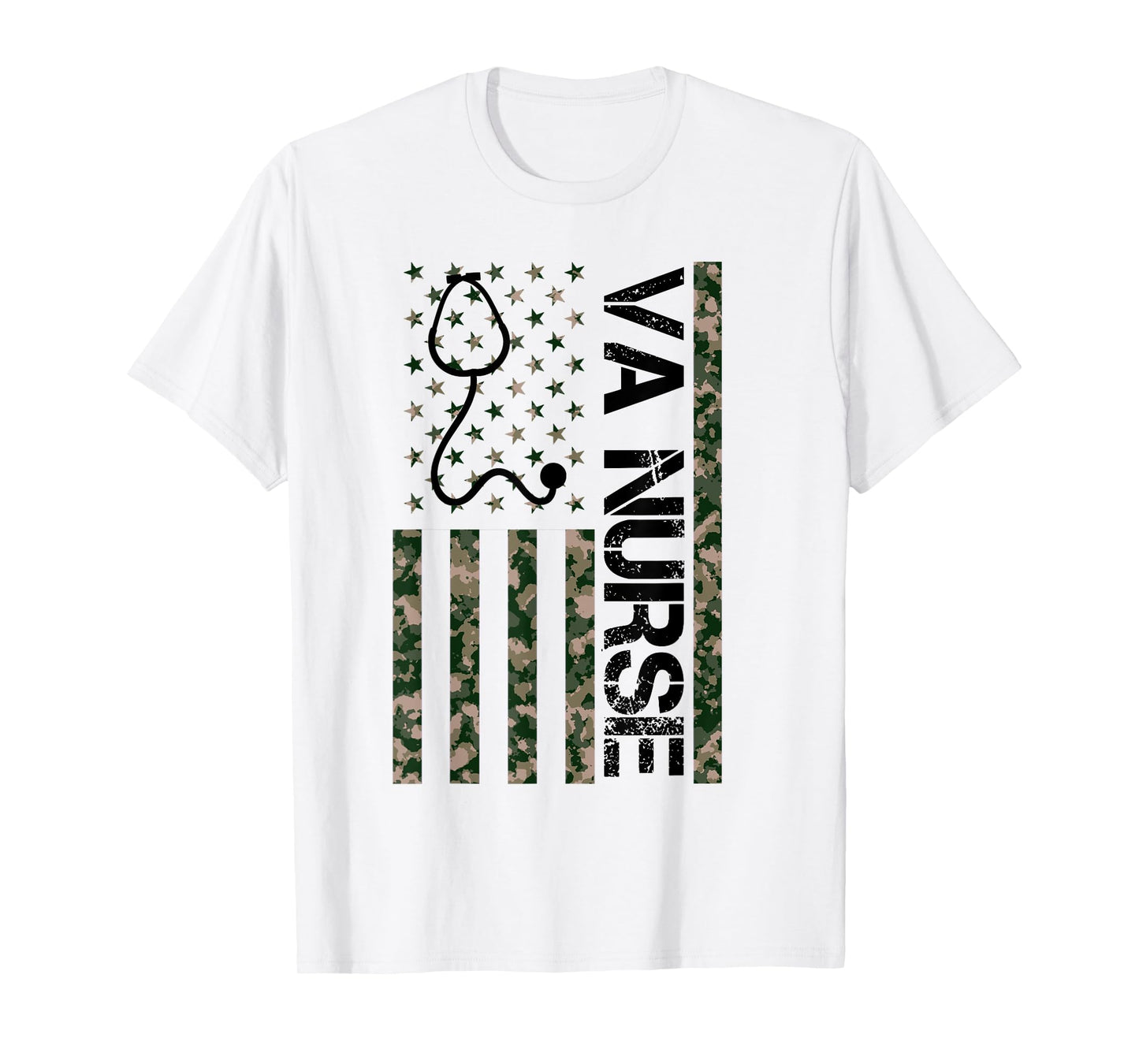 VA Nurse Camouflage American Flag Patriotic Nurse Week 2024 T-Shirt
