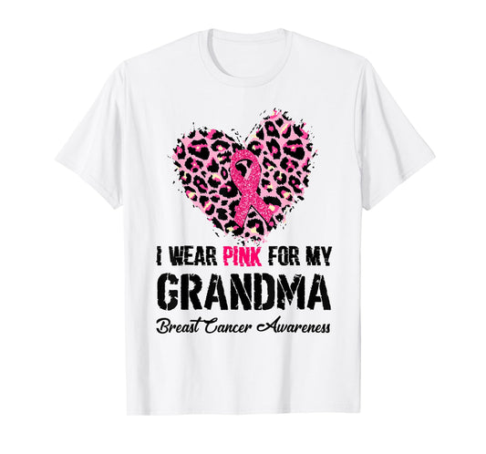 I Wear Pink For My Grandma Breast Cancer Awareness Heart Tee T-Shirt