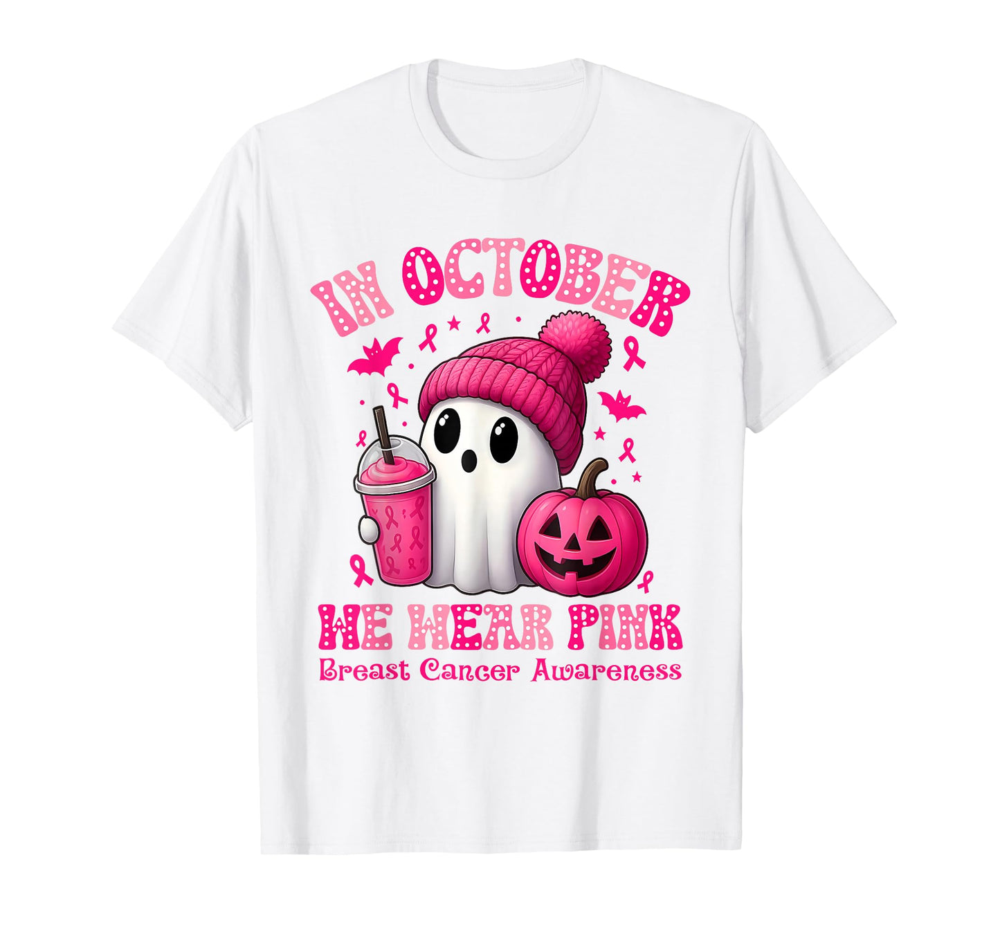 in October We Wear Pink Breast Cancer Awareness T-Shirt