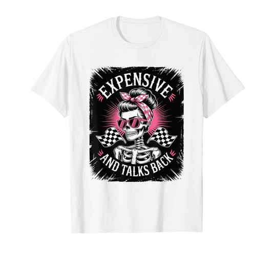Dirt Track Racing Race Wife Racers Girlfriend Messy Bun T-Shirt