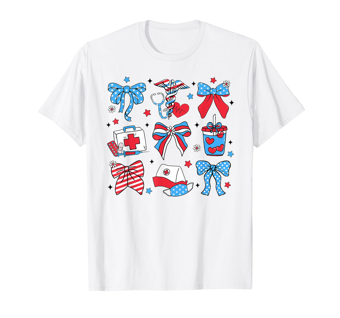 4th July Nurse Coquette Bow ICU Nurse CRNA Surgical Medical T-Shirt