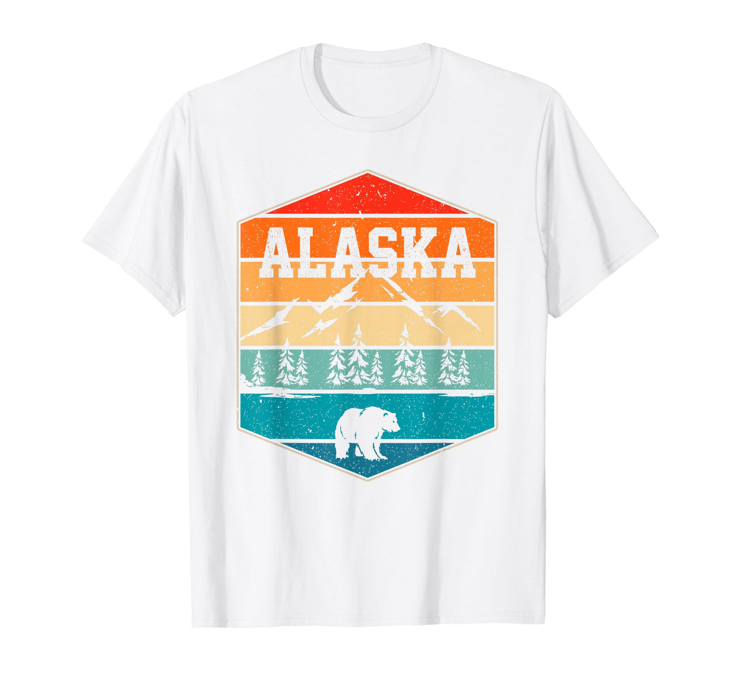 Alaskan Glacier Mountains Landscape Bear Animal Retro Alaska T-Shirt