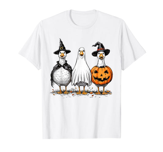 Halloween Goose Witch Ghost Pumpkin Skeleton Spooky Costume T-Shirt