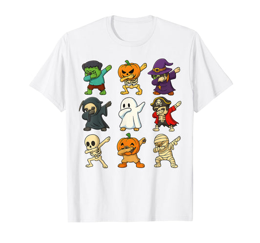 Dabbing Dogs Halloween Skeleton Pumpkin Ghost Dog Lover T-Shirt