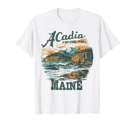 Acadia National Park Maine Vintage Coastal View T-Shirt