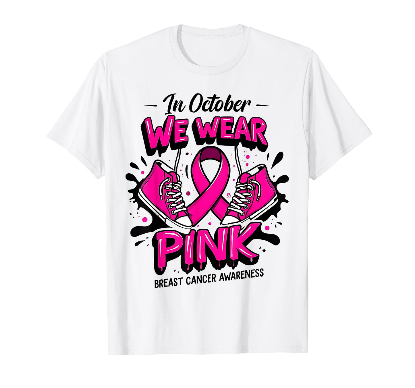 We Wear Pink Women Girl Sneakers Breast Cancer Warrior T-Shirt